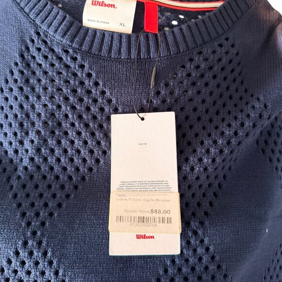 Wilson Argyle Mesh Sweater Navy Blue Size XL - Picture 3 of 6